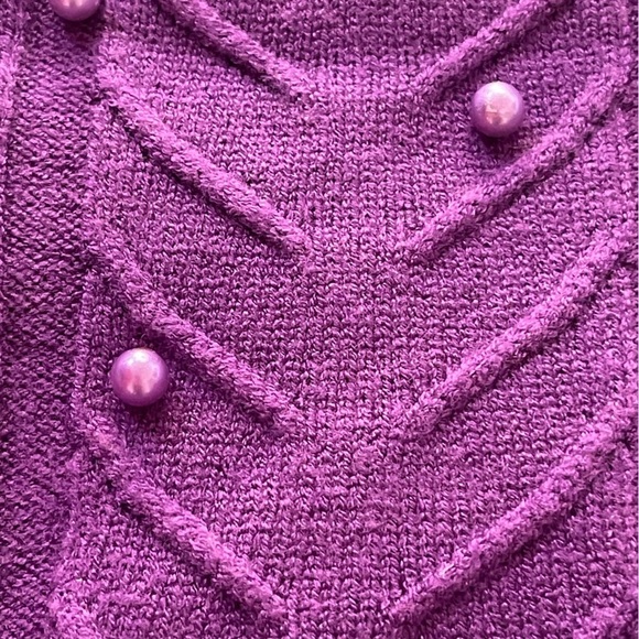 Purple Pearl Sweater Cable Knit Skirt Set - Picture 9 of 10